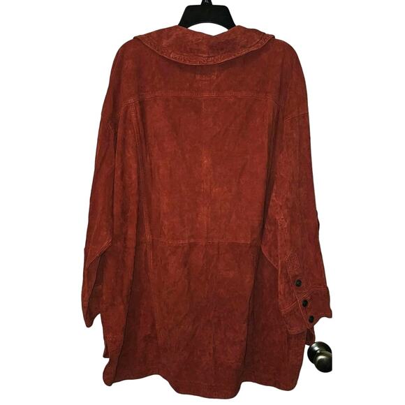 New Free People WTF Brooklyn Suede Jacket $468 LARGE Raspberry SLOUCHY - Picture 4 of 5
